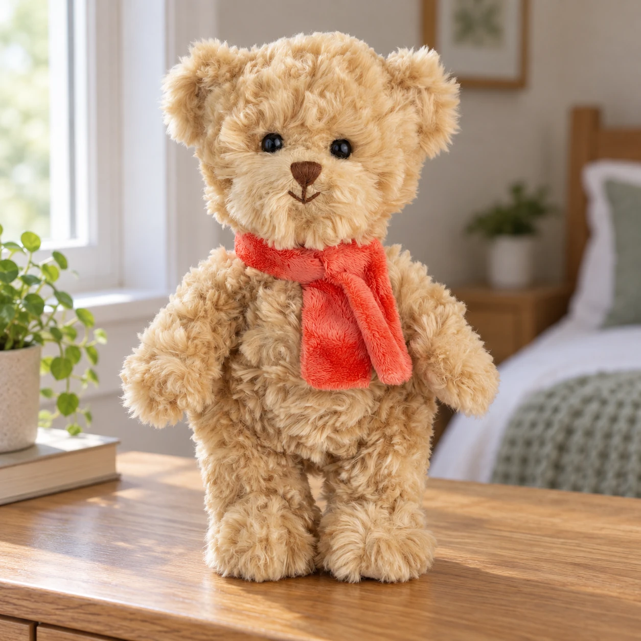 Clever Anton Teddy Bear with Knotted Orange Scarf