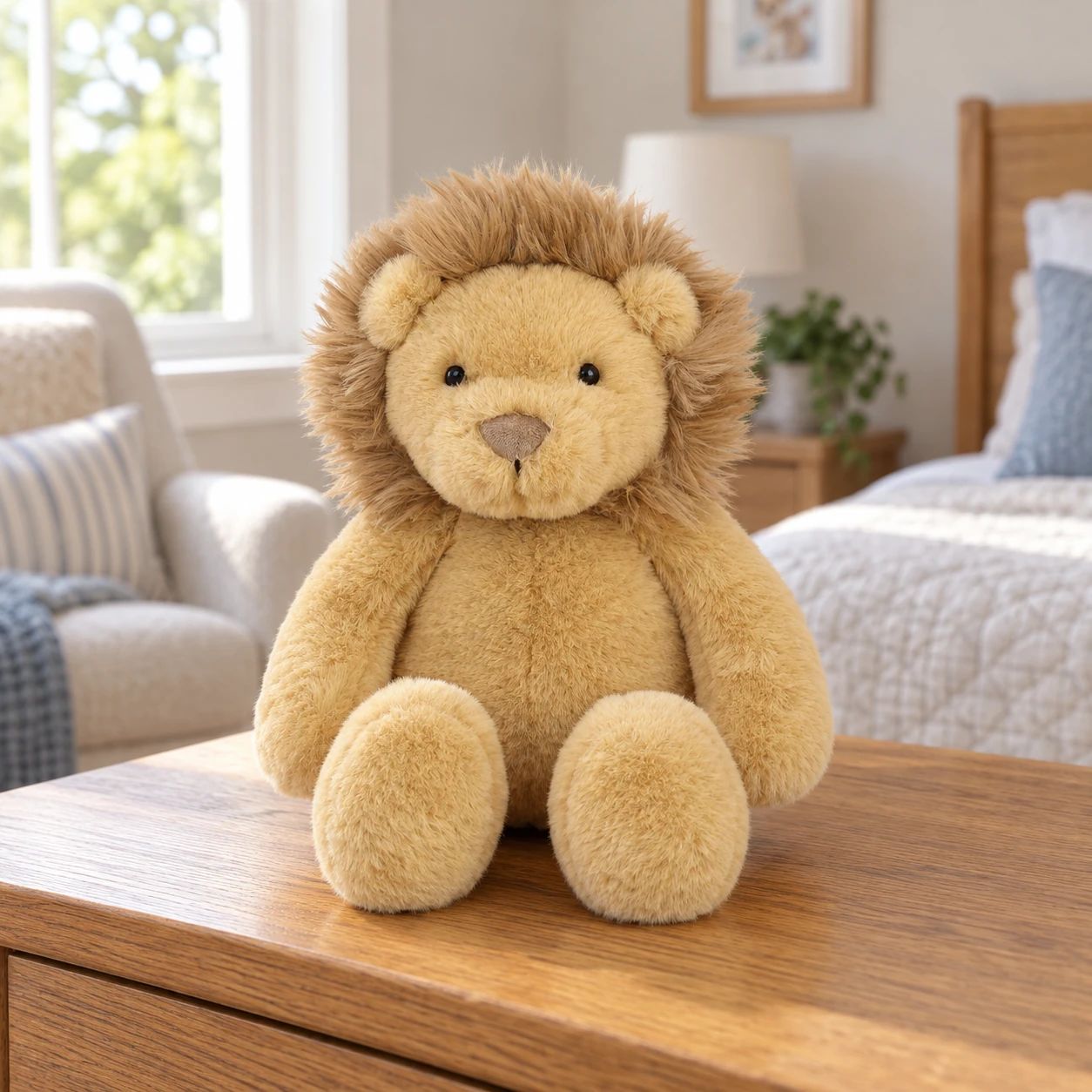 Goldie Lion Plush with Full Mane and Oval Feet