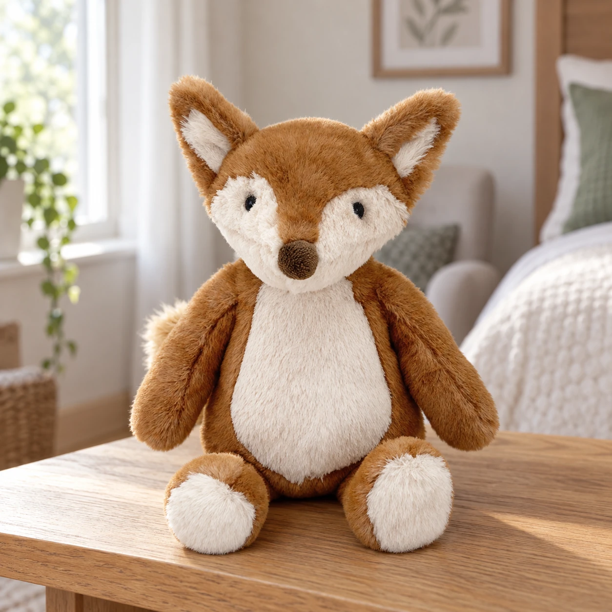 Finn Fox Plush with Cream Belly and Pointed Ears