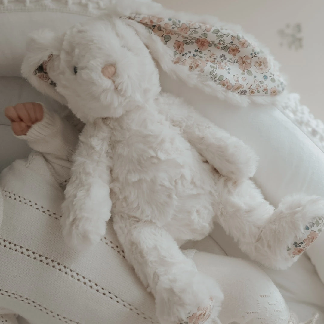 Faith Large Rabbit Plush with Floral-Lined Ears