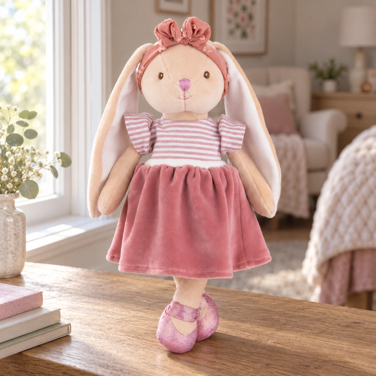 Bunny Sister Plush in Pink Dress and Ballet Shoes