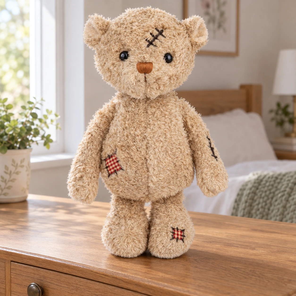 Nobody Is Perfect Teddy Bear with Stitched Patches