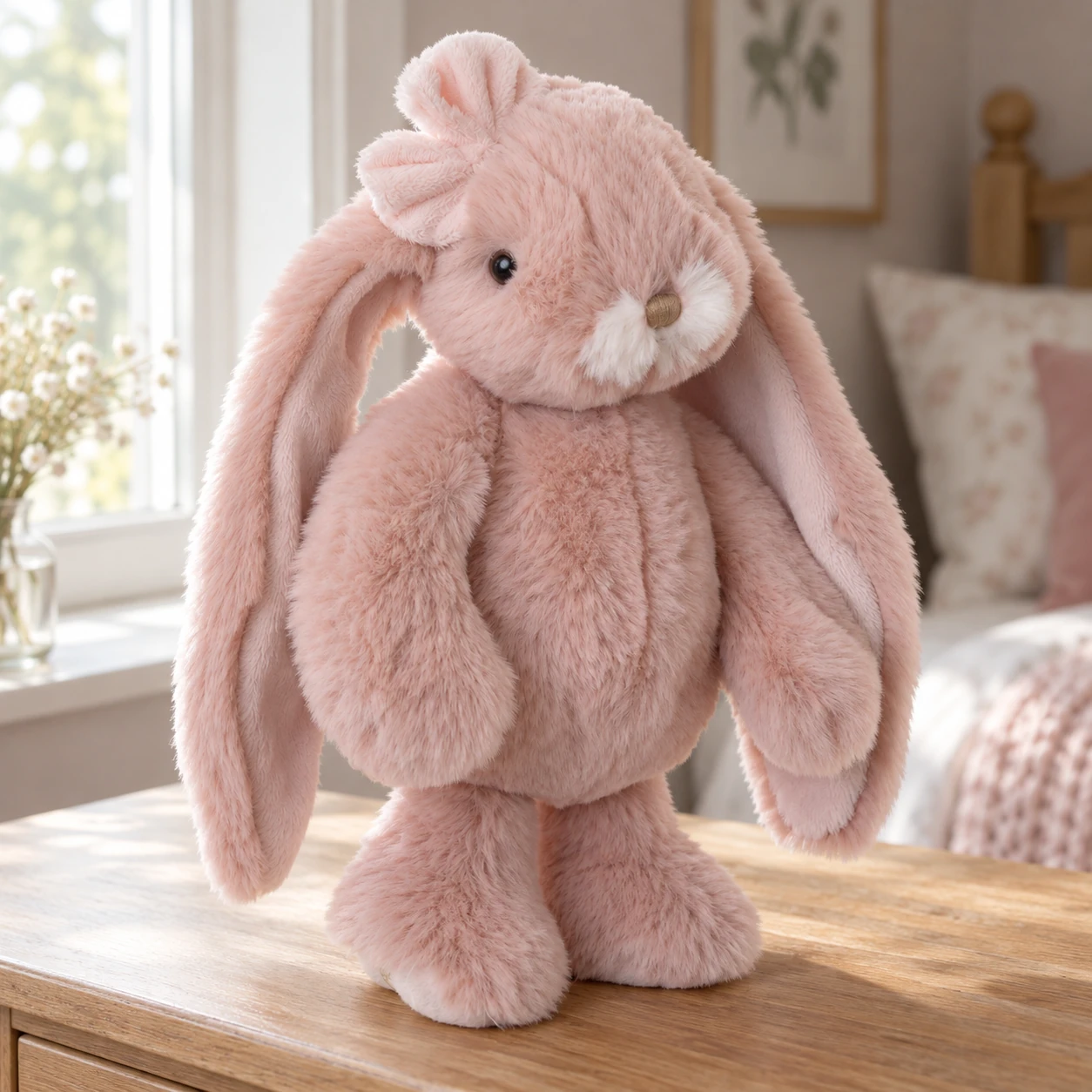 Junior Kanina Pink Rabbit Plush with Head Bow