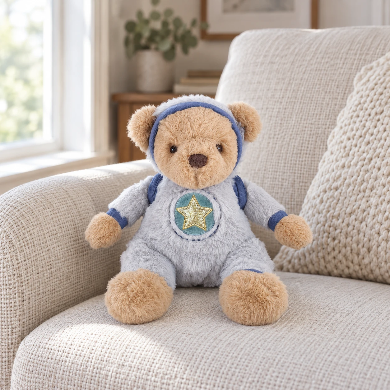 Cosmo Teddy Bear in Blue Astronaut-Style Outfit