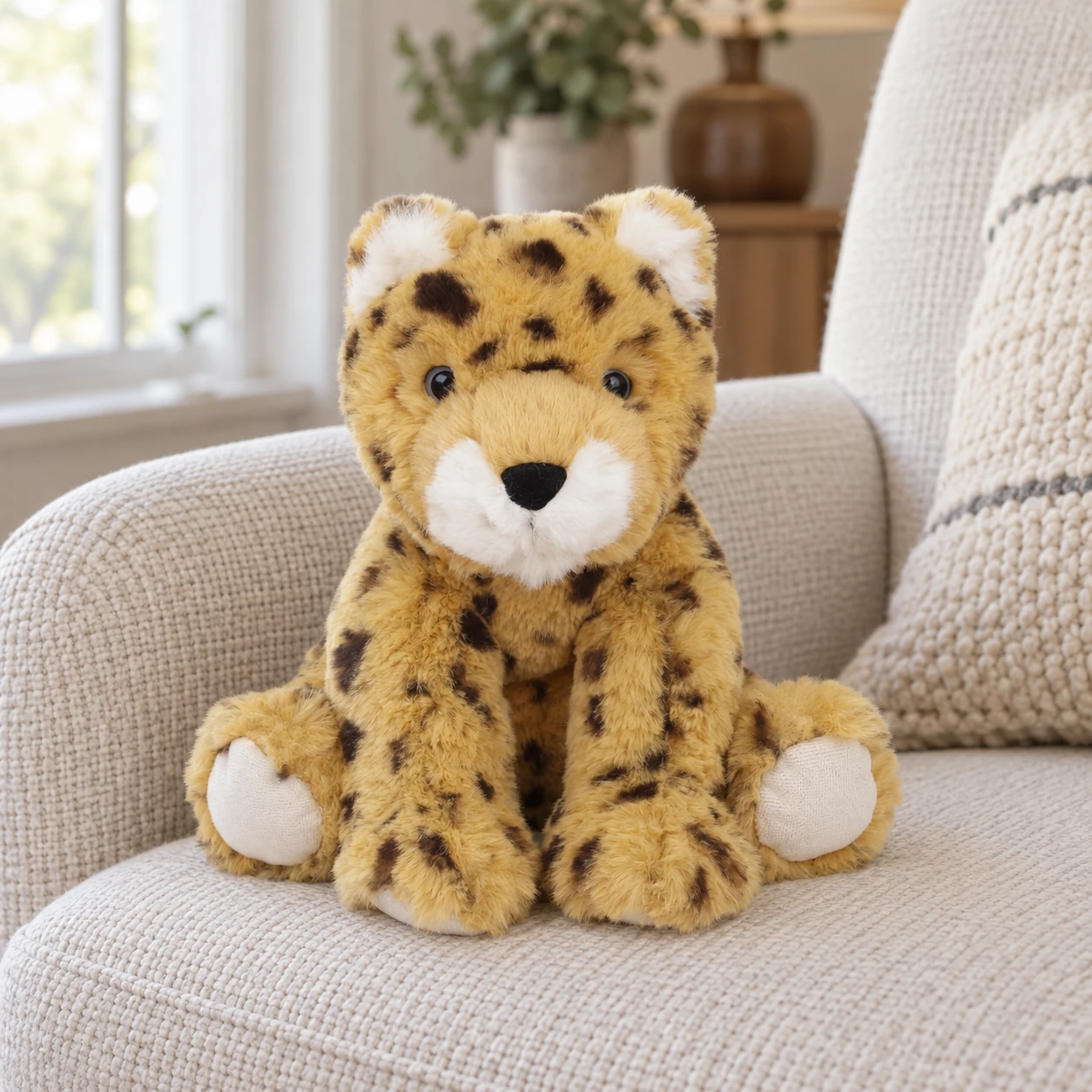 Chelsey Cheetah Plush with Spotted Coat and Pale Paws
