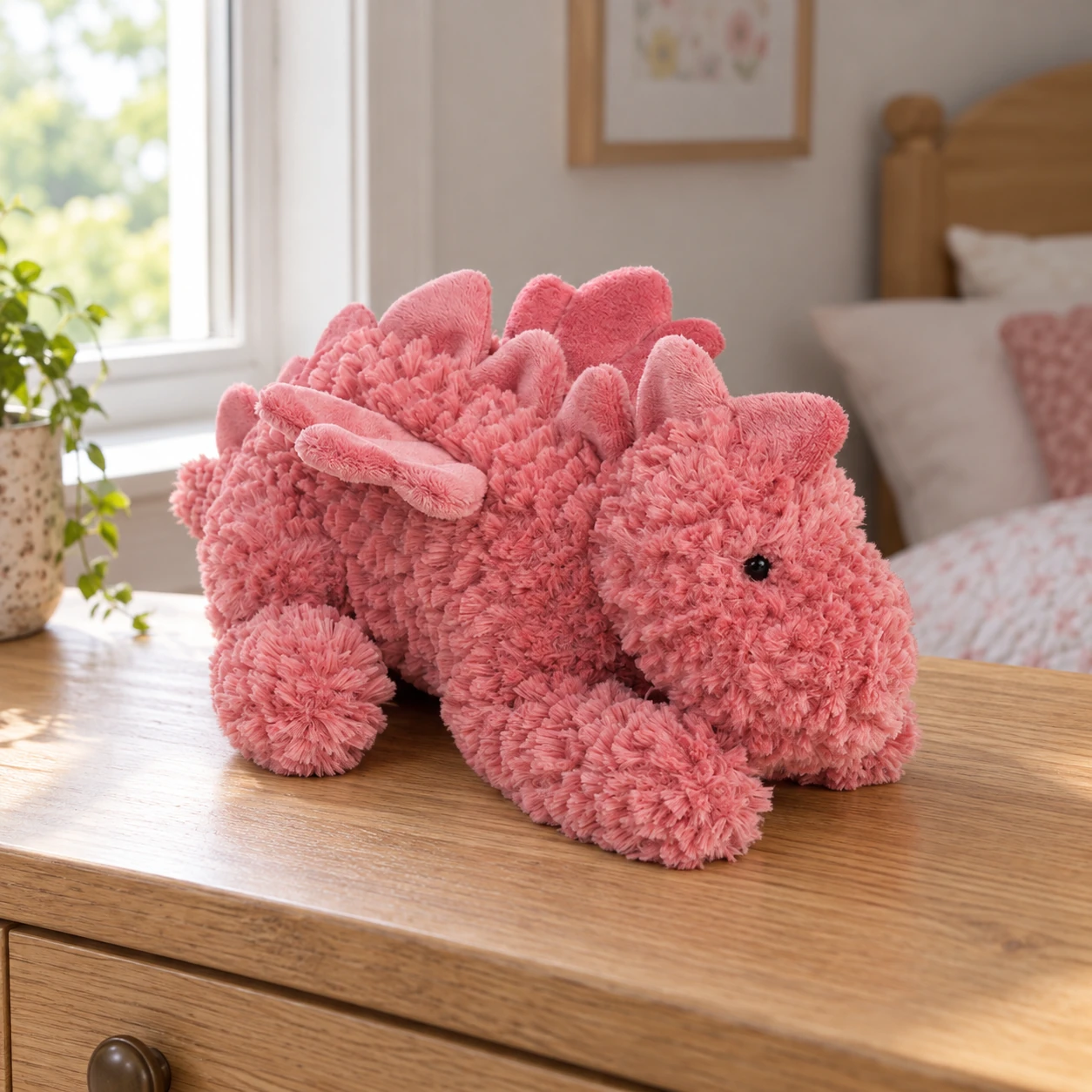 Daria Pink Dragon Plush with Soft Wings and Back Spikes