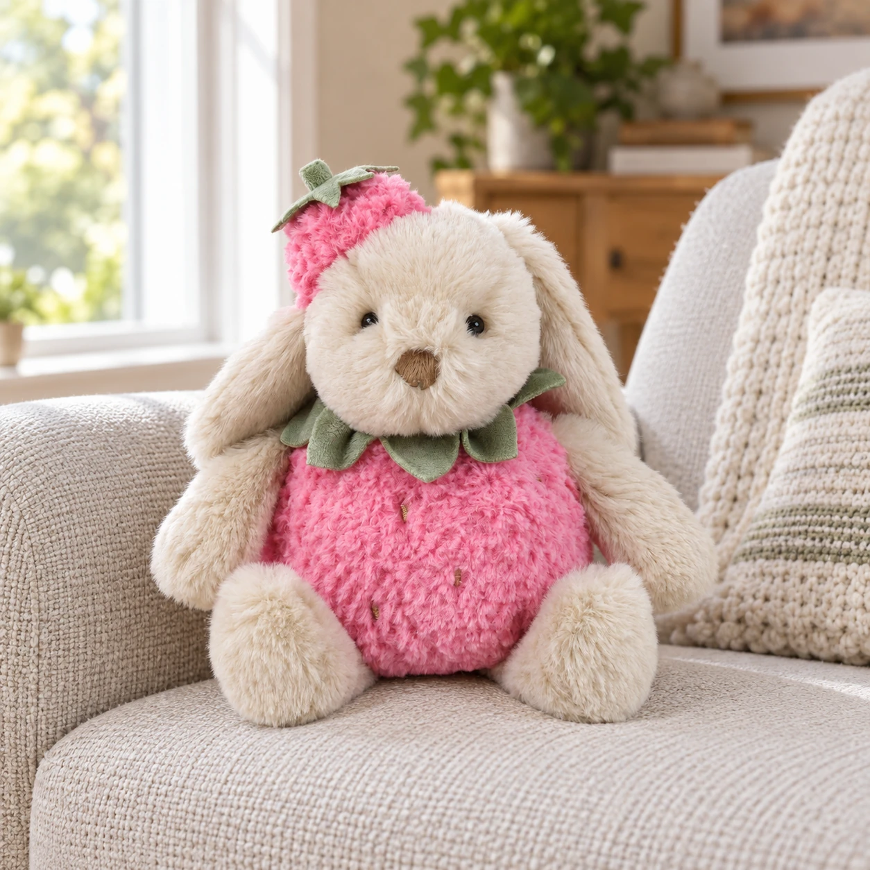 Berry Sweet Rabbit Plush in Strawberry Costume