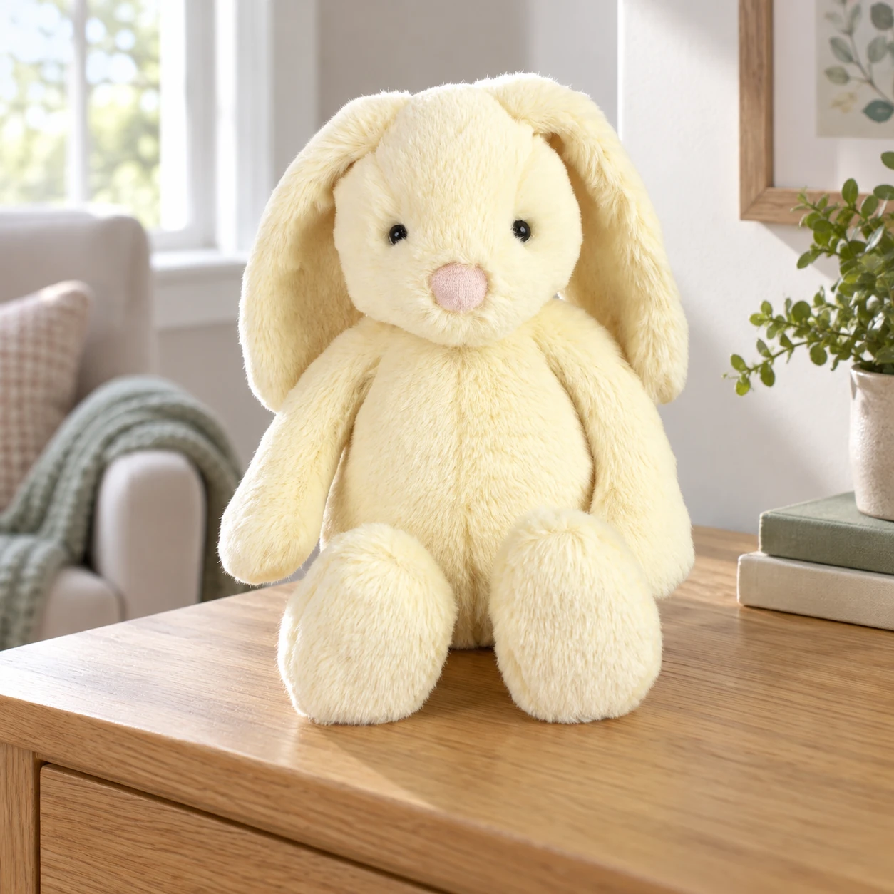 Butter Yellow Rabbit Plush with Long Floppy Ears