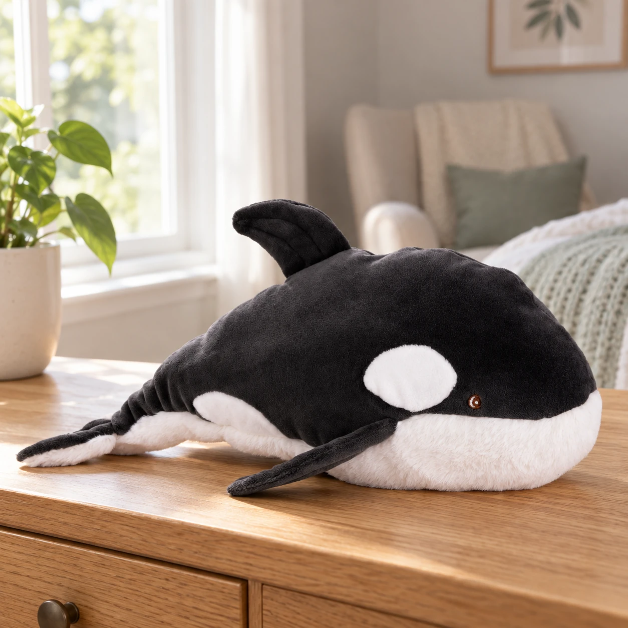 Baby Oreo Orca Plush with Black and White Markings