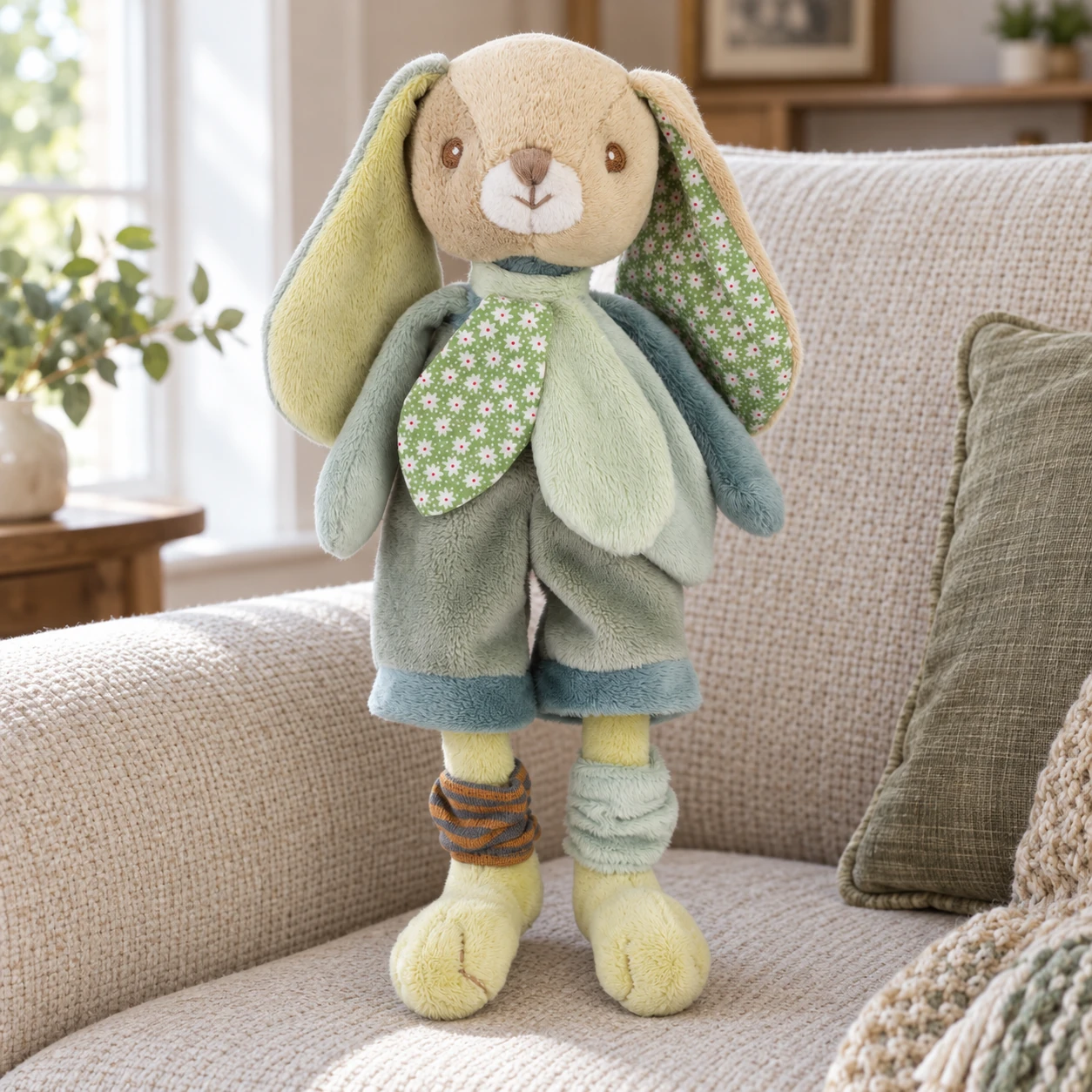 Benji Rabbit Plush in Green Nature Outfit