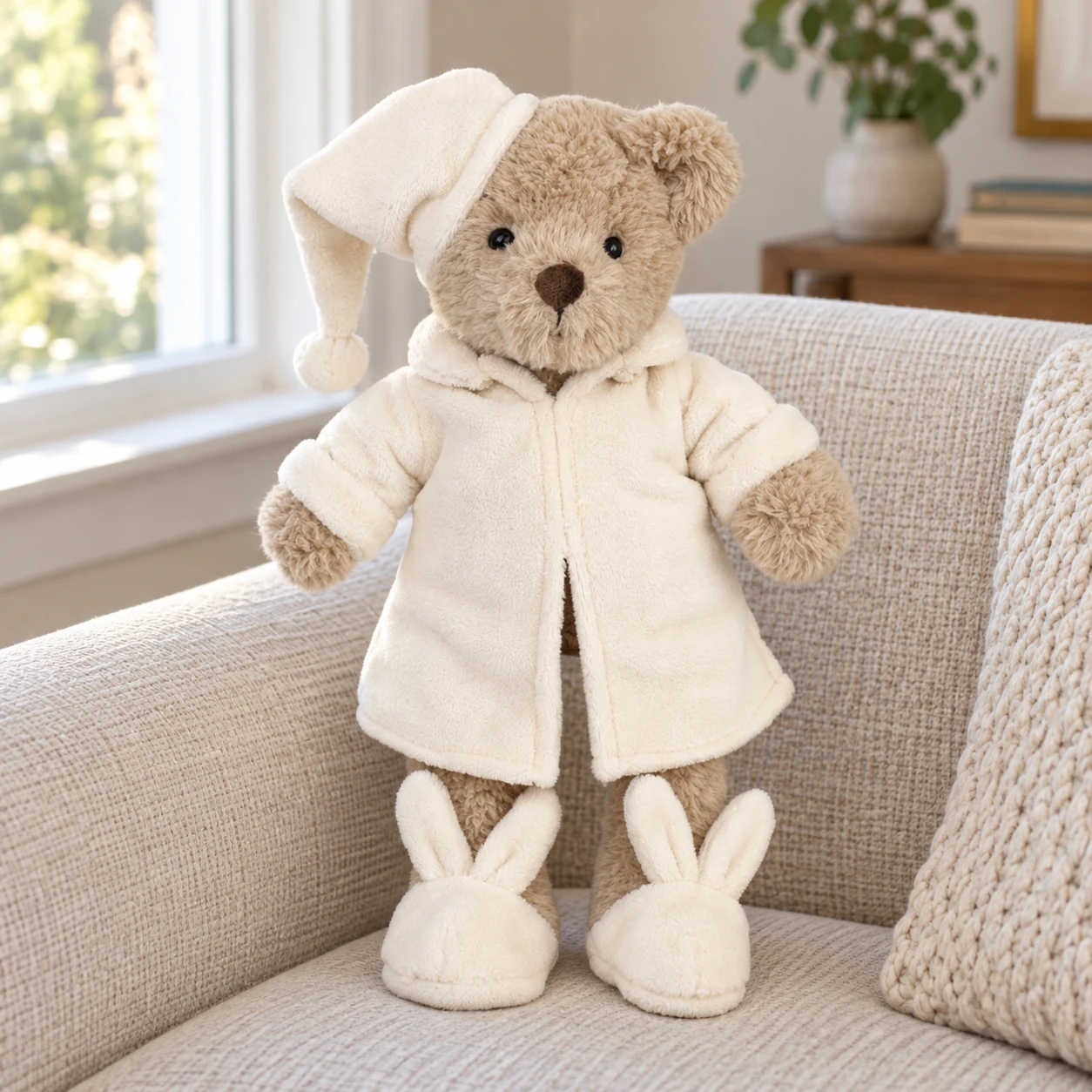 Briar Bedtime Teddy Bear in Nightshirt and Bunny Slippers