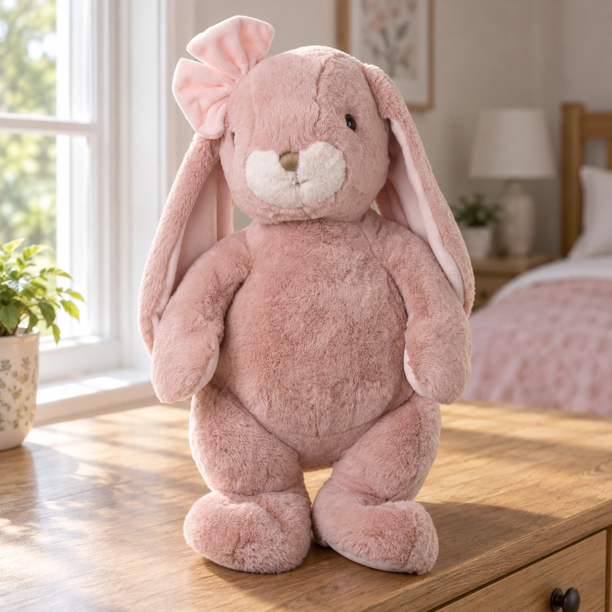 Great Lollipop Kanina Pink Rabbit Plush with Head Bow