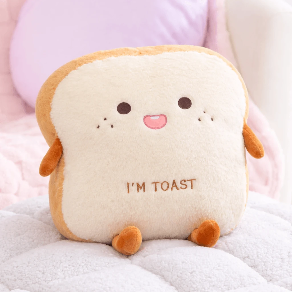 Toast Bread Slice Plush with Embroidered Expressions