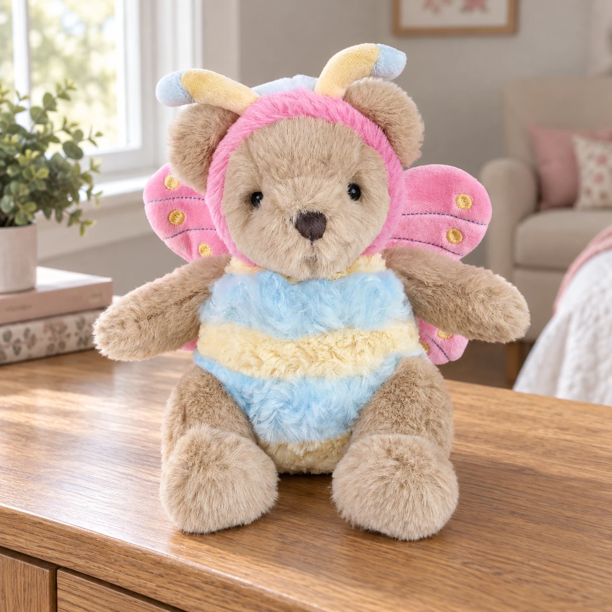 Bea Teddy Bear in Butterfly Costume with Pink Wings
