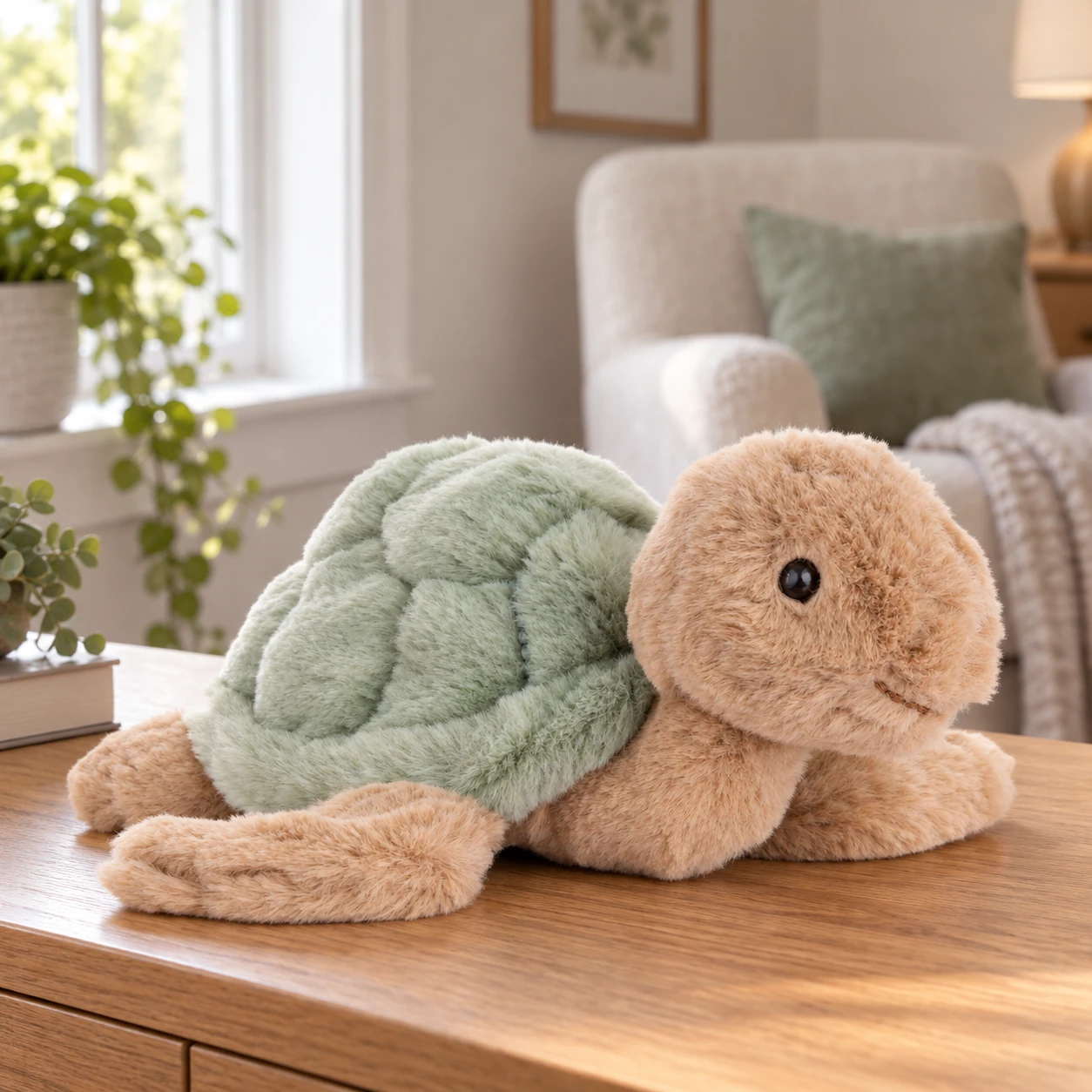 Baby Sandy Green Turtle Plush with Segmented Shell