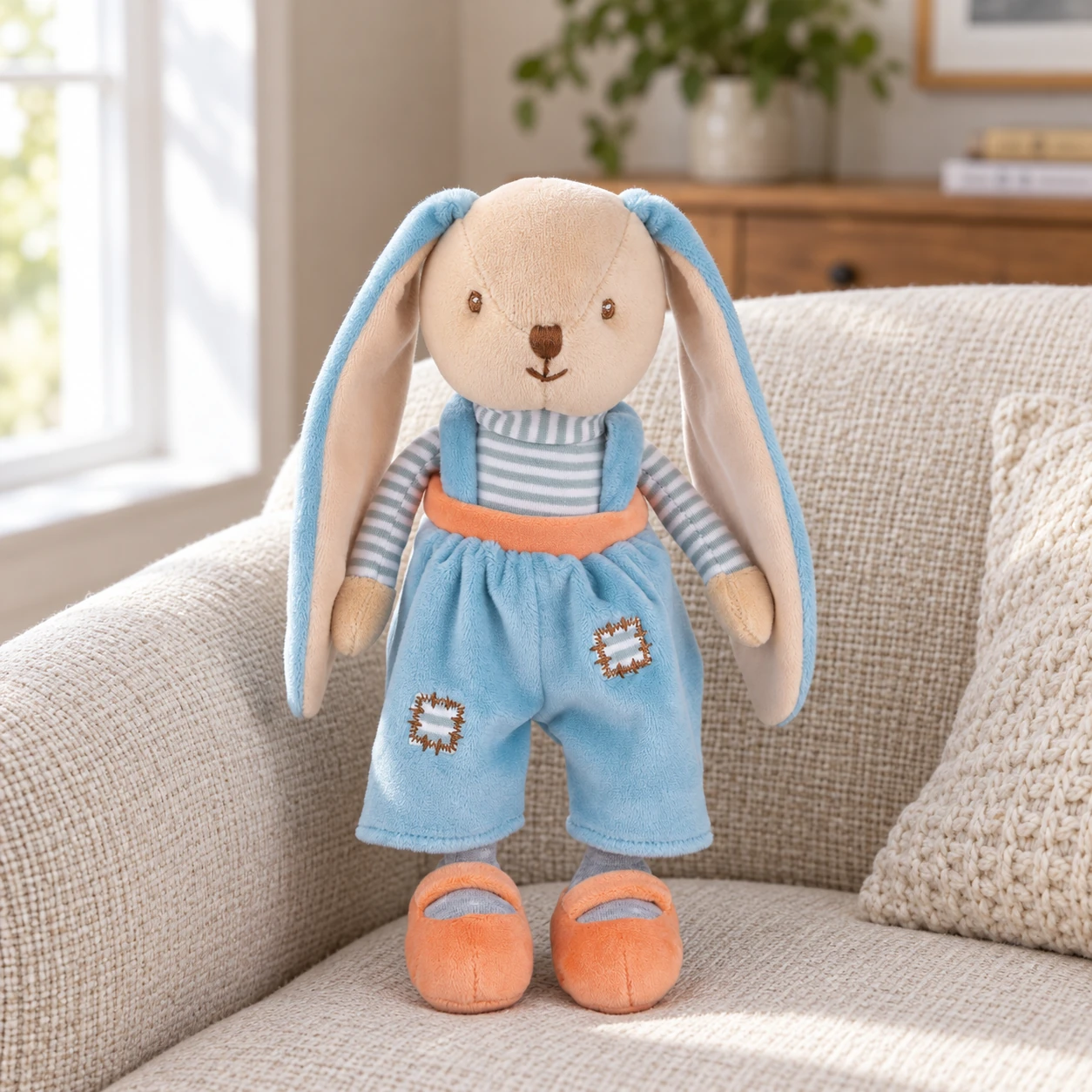 Little Bunny Brother Plush in Blue Suspender Shorts