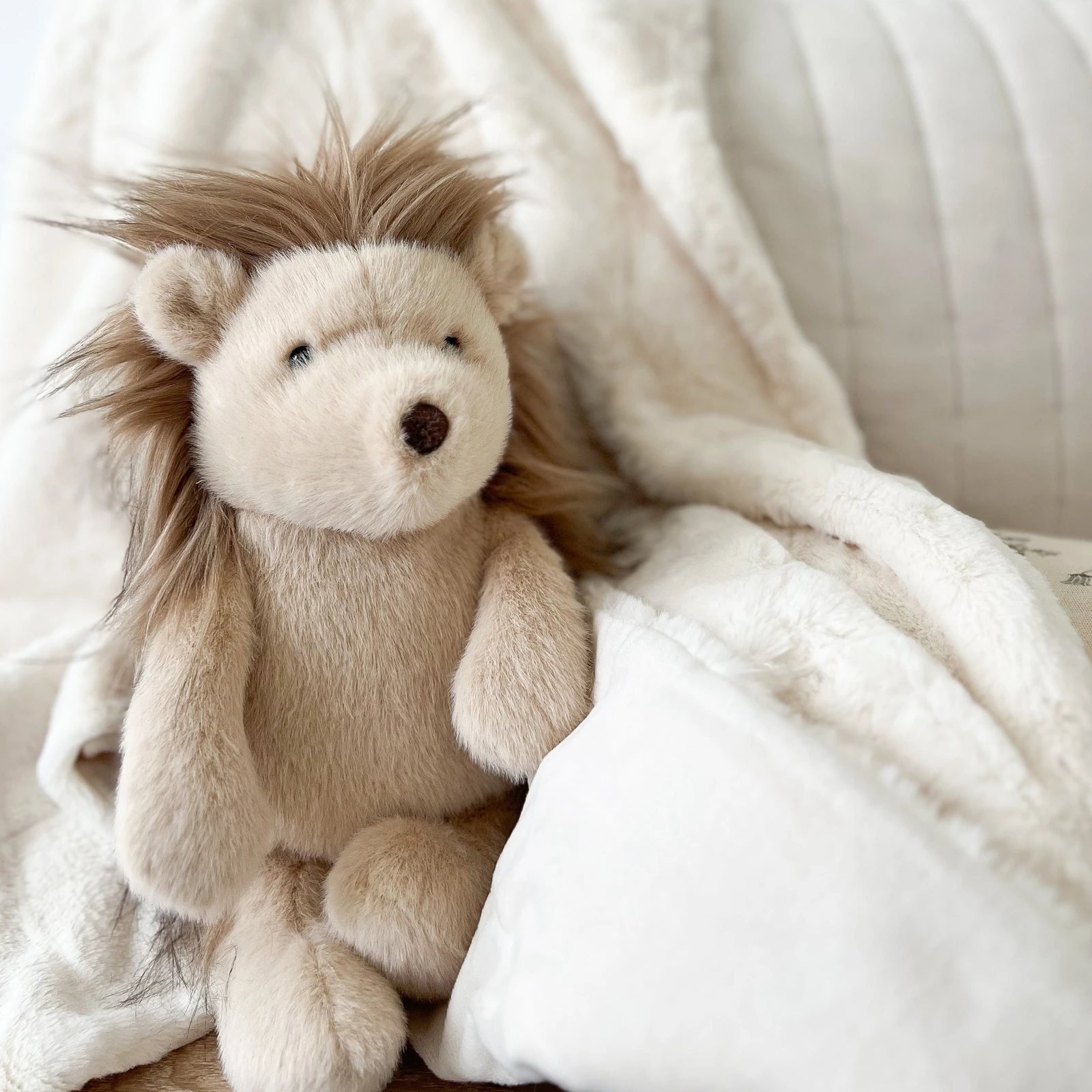 Harlow Hedgehog Plush with Long Faux-Fur Back