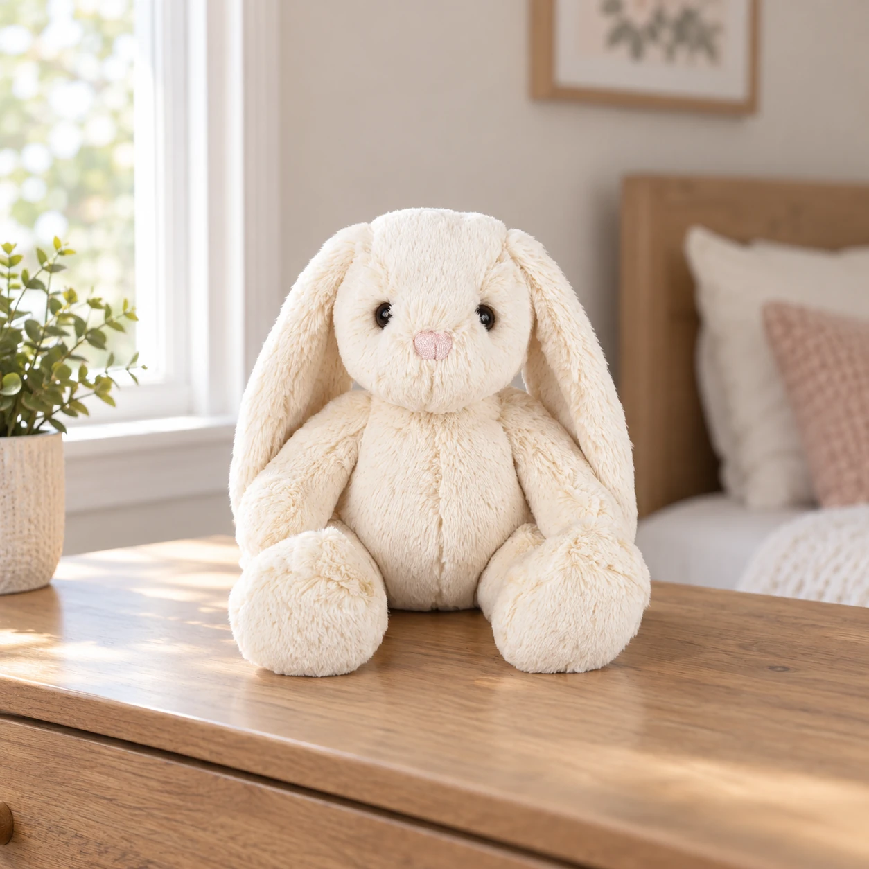 Buttercream Rabbit Plush with Two-Tone Cream Coat