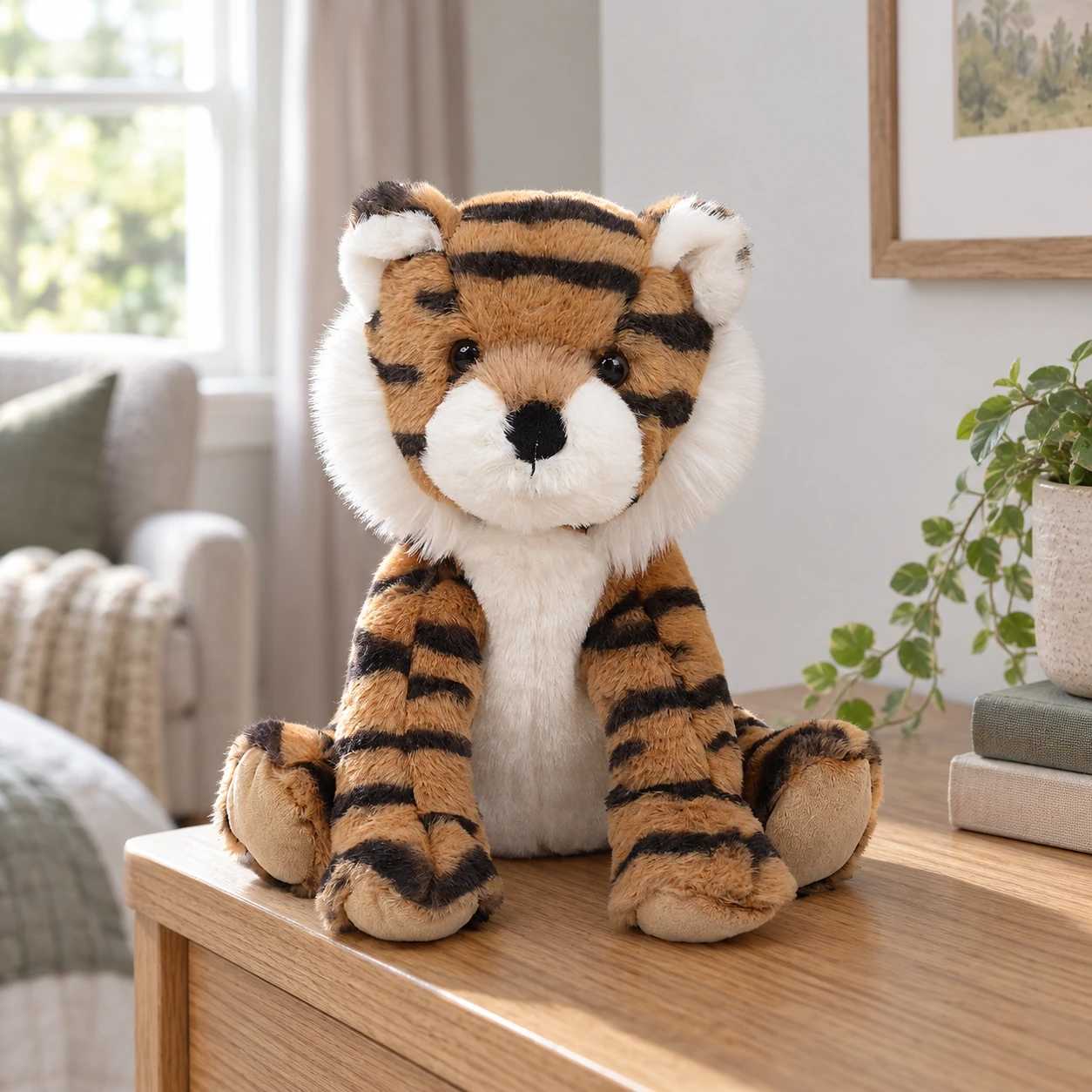 Archie Tiger Plush with Striped Coat and White Muzzle