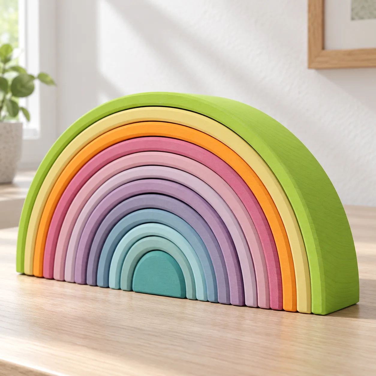 Twelve-piece pastel basswood nesting arches: lead view; styling props not included