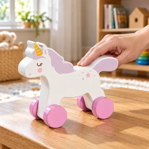 Wooden Unicorn Push-Along Toy