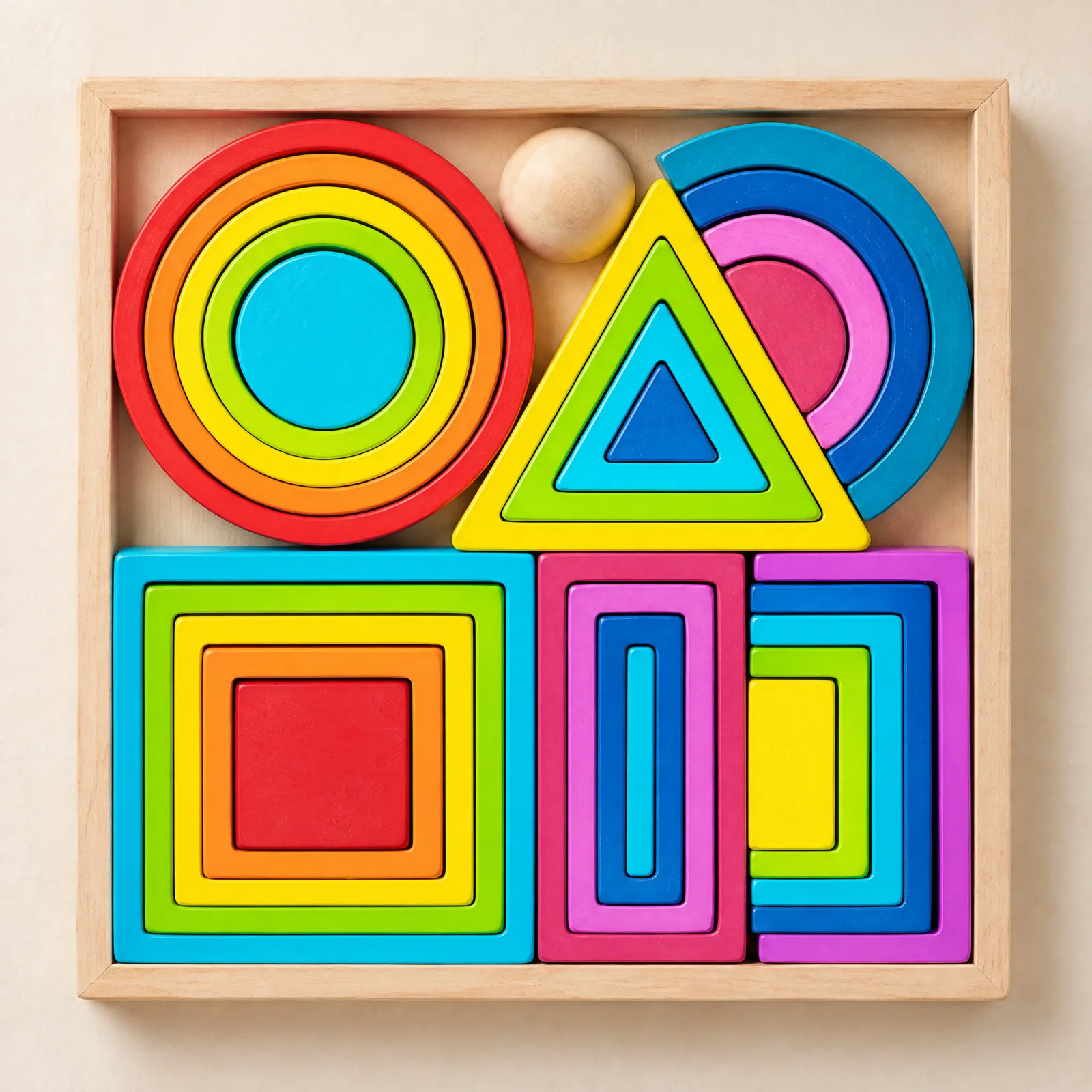 lead view of the rainbow geometry tray
