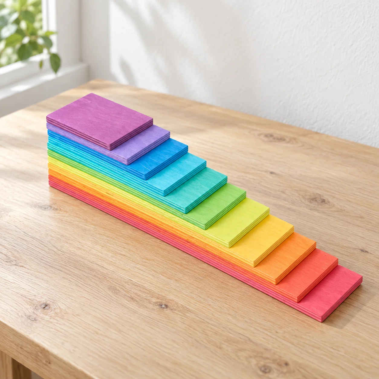 rainbow plywood building planks: lead view