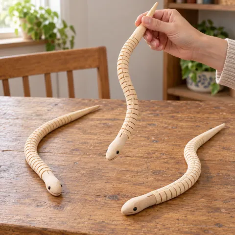 Jointed Wooden Snake Trio