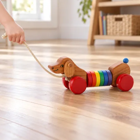 Wooden Pull Dog