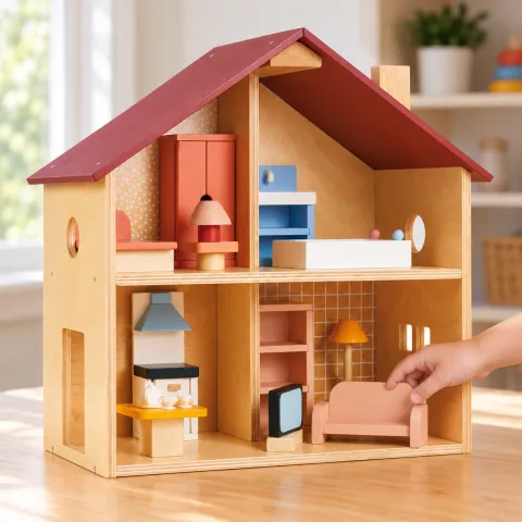 Wooden Furnished Dollhouse