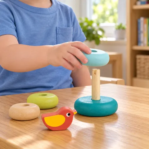 Wooden Bird Ring Stacker