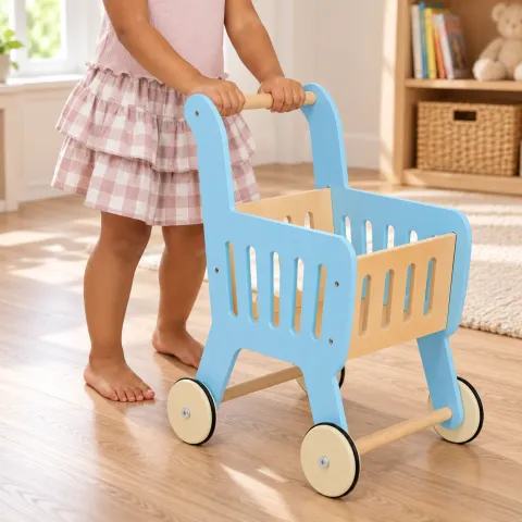 Wooden Toy Shopping Cart