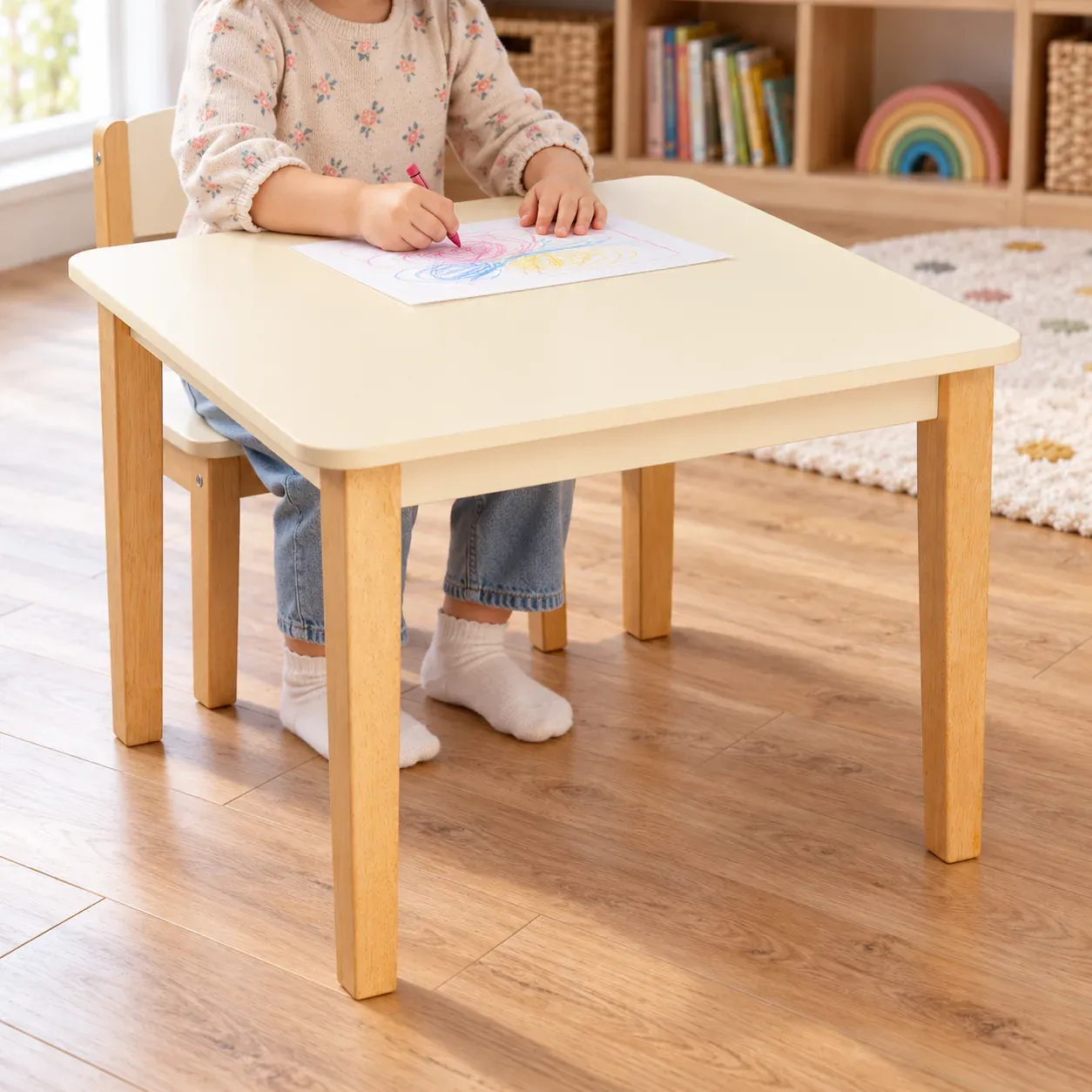 Square Wooden Play Table - use view; setting props excluded
