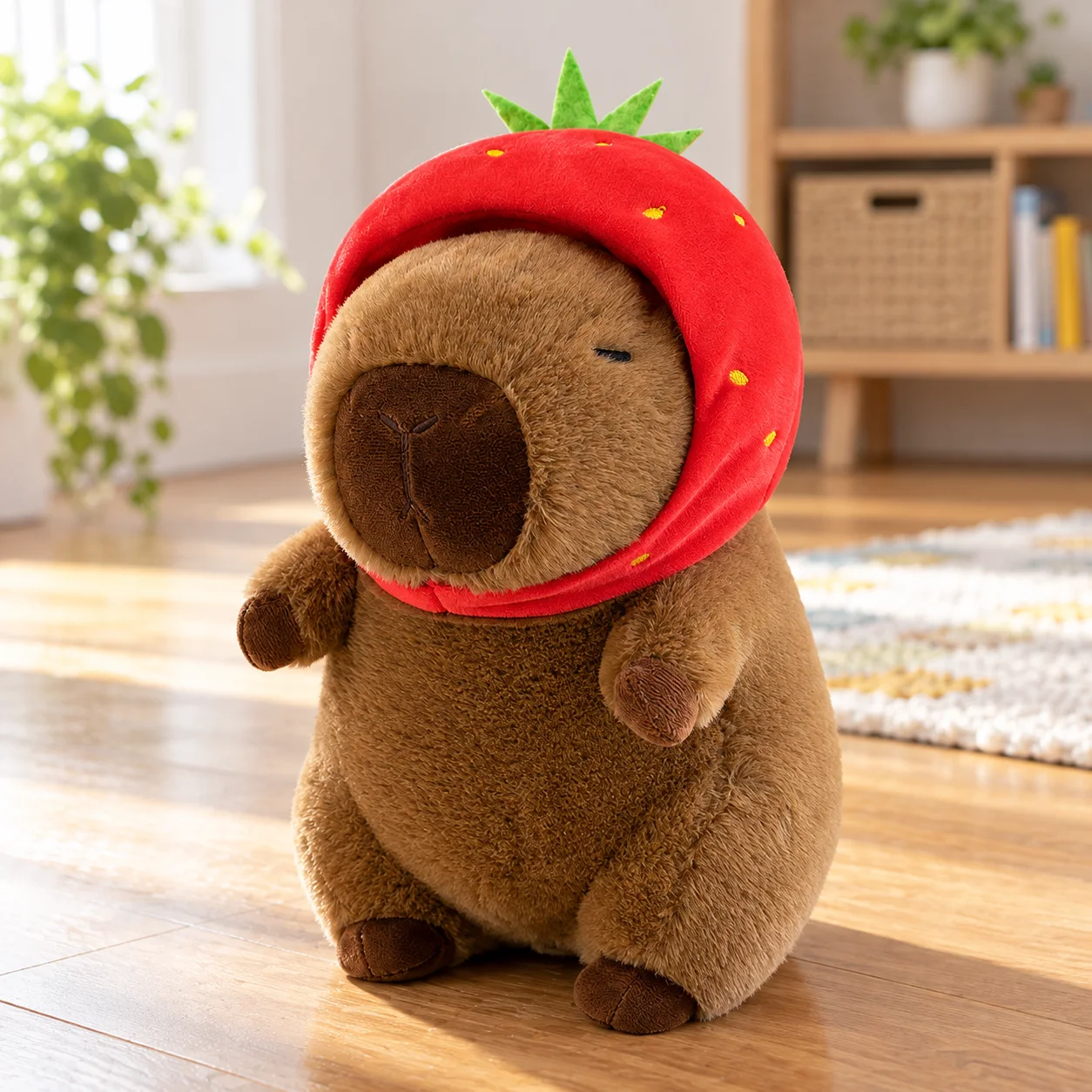 23 cm strawberry-hat capybara plush: lead view