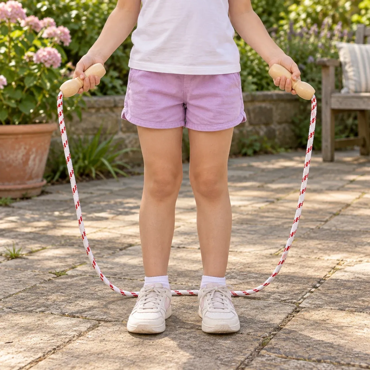 Wooden Handle Skipping Rope — use view. Props not included.