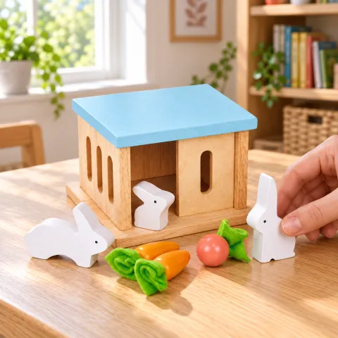 Wooden Rabbit Hutch Play Set