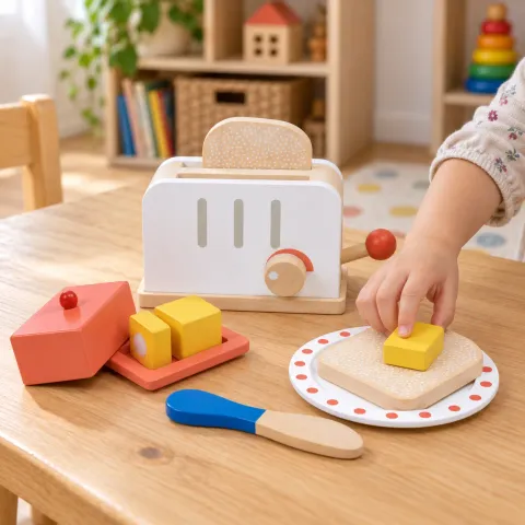 Wooden Pop-Up Toaster Set